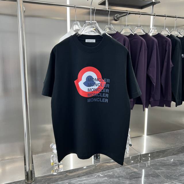 Moncler 蒙口 2024秋冬新款 320克短袖t恤 金属点缀男女同款 S M L Xl Xxl 五个码 黑色 白色