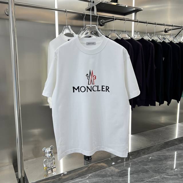 Moncler 蒙口 2024秋冬新款 320克短袖t恤 金属点缀男女同款 S M L Xl Xxl 五个码 黑色 白色