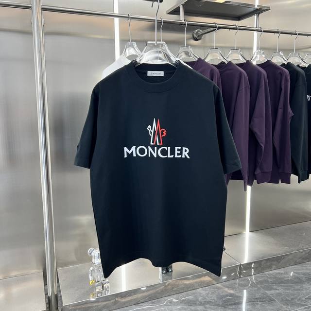 Moncler 蒙口 2024秋冬新款 320克短袖t恤 金属点缀男女同款 S M L Xl Xxl 五个码 黑色 白色