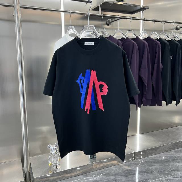 Moncler 蒙口 2024秋冬新款 320克短袖t恤 金属点缀男女同款 S M L Xl Xxl 五个码 黑色 白色