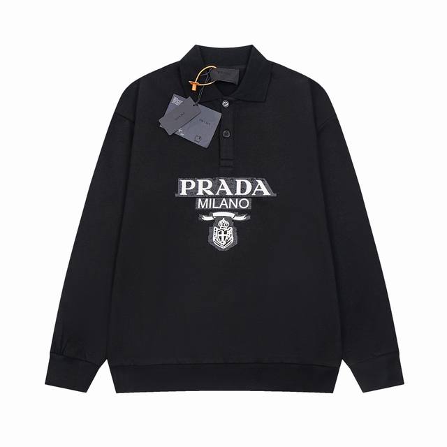 精品 Prada普拉达polo翻领卫衣 面料：规格采用实打实420G 100%纯棉 针织内的兰博基尼，定织定染！属于高敏感特殊色 我们对面料的要求是要在uv灯光