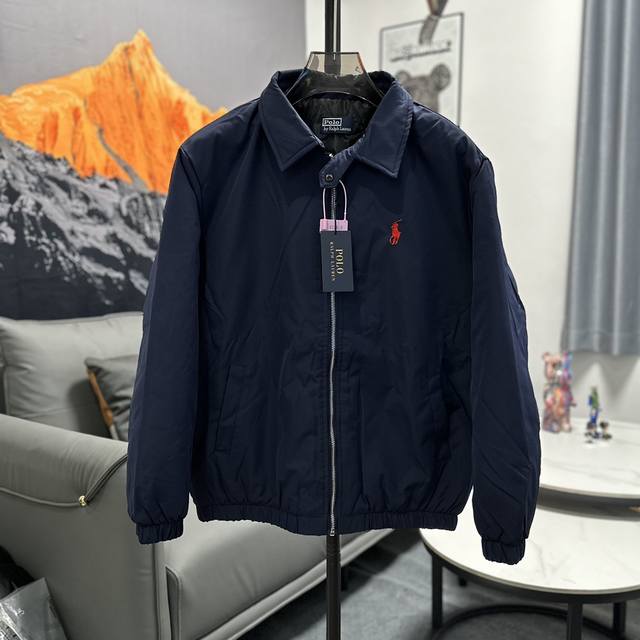 R44 Ralph Lauren 拉夫劳伦老干部哈灵顿翻领夹克棉服冬季老钱风棉服 男女同款 经典的版型设计，复古防风棉服，纽扣式领袢，胸前小马标刺绣标志，弹性袖