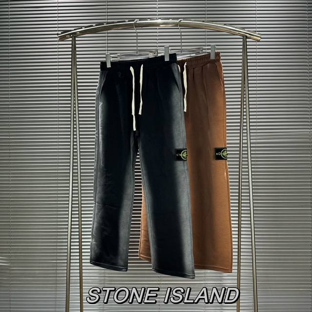 K168 Stone Island 石头岛 23春季新款完美复古水洗风纯棉毛圈直筒阔腿卫裤 海外潮人ins博主推荐秋冬高街宽松 休闲男女情侣街头休闲感十足！ 面