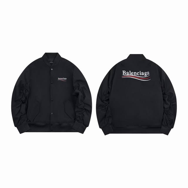 款号：0A2 2024Balenciaga巴黎世家刺绣海浪夹克外套。 春秋最合适的外套 赶快下手 真的太好看了 怎么穿都有型 整体设计简约大气 胸口简单字母lo