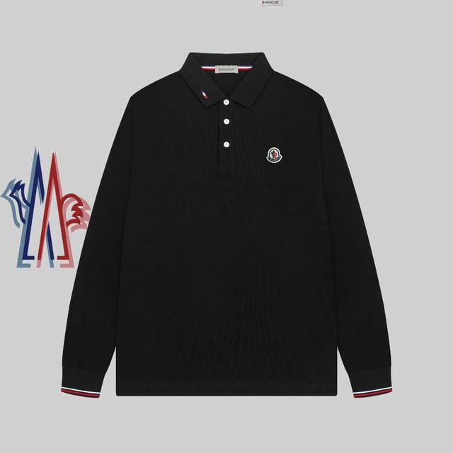 Moncler 蒙口 24Ss徽章翻领长袖polo衫。 简约而不失精炼风范的t恤.缔造现代优雅造型的最佳单品.渠道精品 客供piquet气孔纤维珠地棉面料,堪称