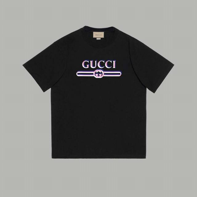 Gucci古驰 2025Ss 秀款限定新红绿腰带logo字母 印花短袖t恤 购入原版开模打造，全套定制辅料，细节决定成败。 面料：规格采用实打实280G 100