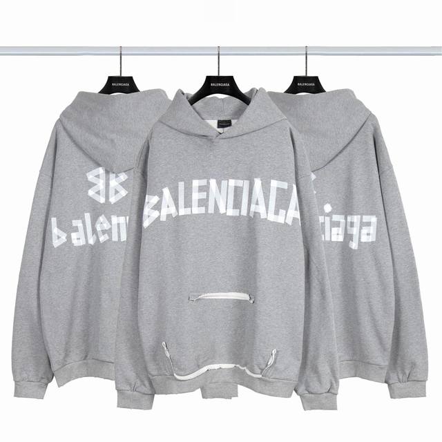 Balenciaga巴黎世家美纹纸胶带连帽卫衣p 采用进口康丽机 只有真正的康丽机才能做出每一个细节 区别市场版本 美纹纸的质感和背后的磨砂黑色胶带感觉都是经过