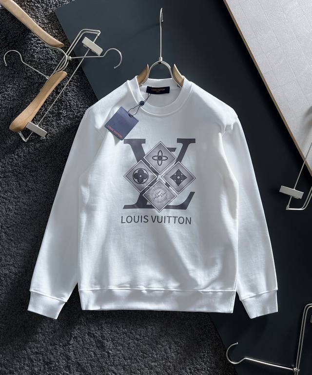 Louis Vuitton Lv 路易威登 2024秋冬男女同款情侣款最新的贸易订单长袖卫衣，全品相！！网红款！工艺采用图案logo压胶印花工艺设计！上身舒适透