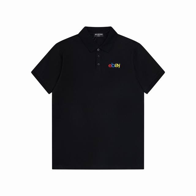 Balenciaga 巴黎世家 24Ss新款 Ebay 多彩刺绣polo 230克重双纱全棉珠地 颜色：黑 白 码数：S M L Xl Xxl