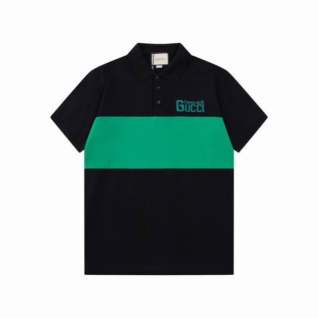 Gucci 古驰 24Ss新款 Gucci立体刺绣 拼接polo 230克重双纱全棉珠地 颜色：白 黑 码数：S M L Xl Xxl