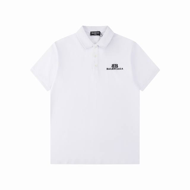 Balenciaga 巴黎世家 24Ss新款 双bb经典logo刺绣polo 230克重双纱全棉珠地 颜色：黑 白 码数：S M L Xl Xxl