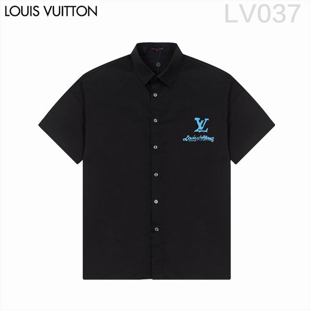 Louis Vuitt*On路易威登 爆款来袭 经典logo印花短袖衬衫 2024Ss官网新款短袖 衬衫 衬衣，精美logo印花 高端版本，专柜定制面料 透气舒