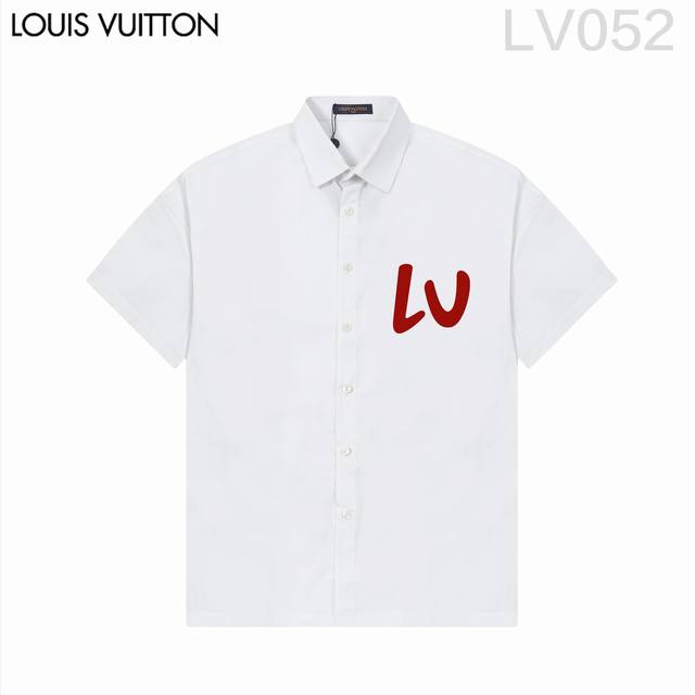 Louis Vuitt*On路易威登 爆款来袭 经典logo印花短袖衬衫 2024Ss官网新款短袖 衬衫 衬衣，精美logo印花 高端版本，专柜定制面料 透气舒