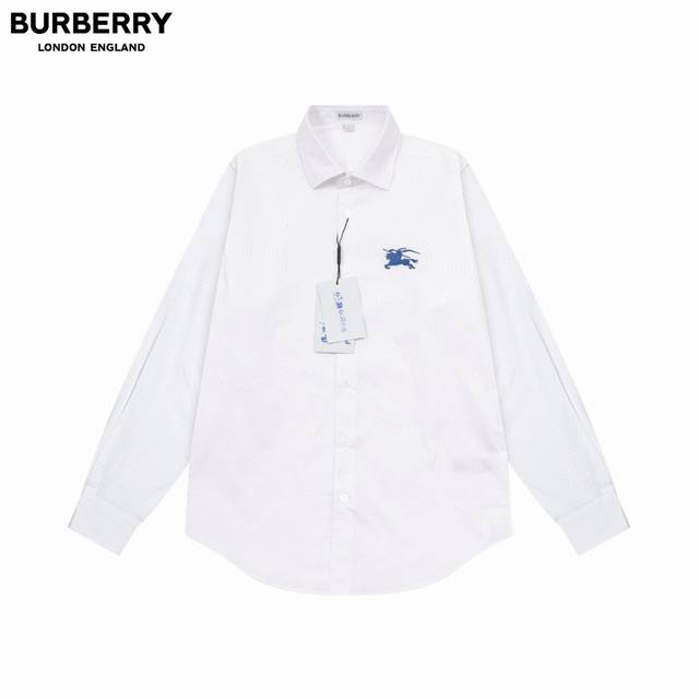 Bur 巴宝莉 Burberry爆款来袭 经典款胸前战马绣花长袖衬衫系列 2024Ss官网新款长袖 衬衫 衬衣，精美工艺 高端版本，专柜定制面料 透气舒适度高，