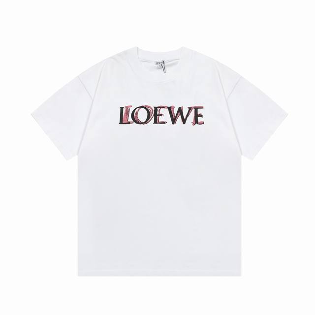 D Loewe 罗意威 涂鸦手绘字母印花 升级，灵感源自八十年代复古 原版面料 官方同款 短袖t恤 定制 310克 同缸染面料 手感非常舒服 春夏最新砖柜同步