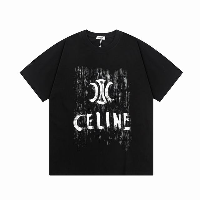 D Celine 赛琳 涂鸦手绘字母印花 升级，灵感源自八十年代复古 原版面料 官方同款 短袖t恤 定制 310克 同缸染面料 手感非常舒服 春夏最新砖柜同步