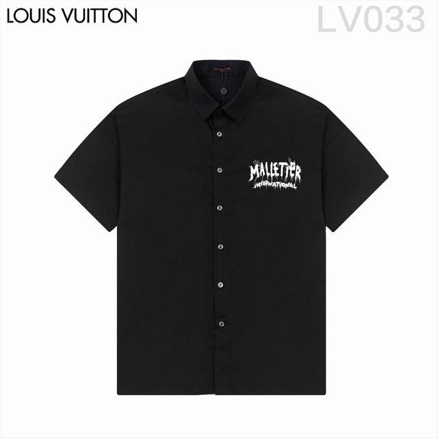 D Louis Vuitt*On路易威登 爆款来袭 经典logo印花短袖衬衫 2024Ss官网新款短袖 衬衫 衬衣，精美logo印花 高端版本，专柜定制面料 透