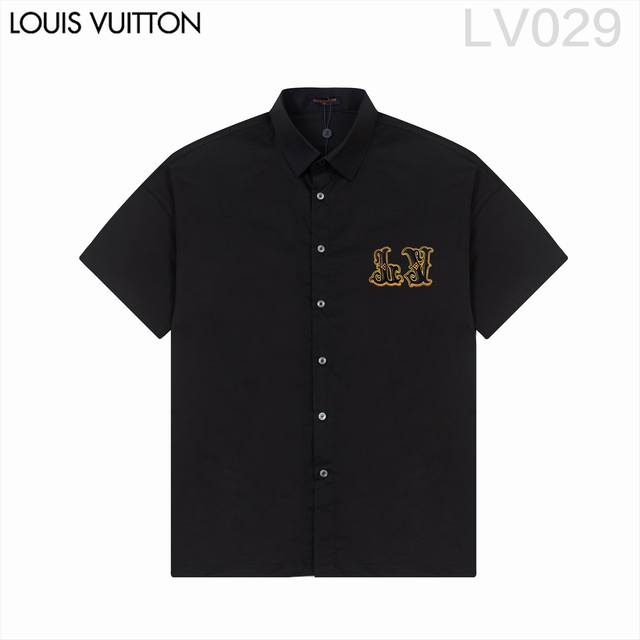 D Louis Vuitt*On路易威登 爆款来袭 经典logo印花短袖衬衫 2024Ss官网新款短袖 衬衫 衬衣，精美logo印花 高端版本，专柜定制面料 透