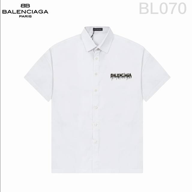 D Balenciaga 巴黎*世家 爆款来袭 经典logo印花短袖衬衫 2024Ss官网新款短袖 衬衫 衬衣，精美直喷logo印花 高端版本，专柜定制面料 透