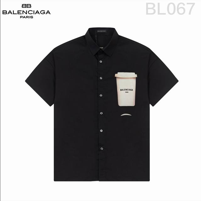 D Balenciaga 巴黎*世家 爆款来袭 经典logo印花短袖衬衫 2024Ss官网新款短袖 衬衫 衬衣，精美直喷logo印花 高端版本，专柜定制面料 透