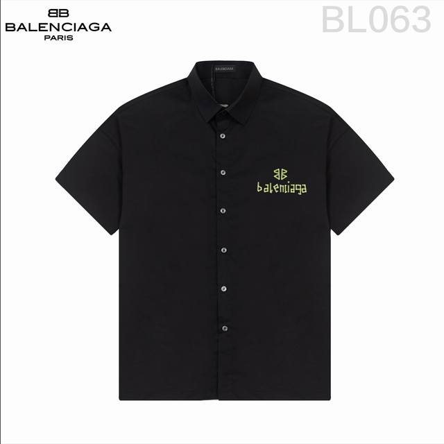 D Balenciaga 巴黎*世家 爆款来袭 经典logo印花短袖衬衫 2024Ss官网新款短袖 衬衫 衬衣，精美直喷logo印花 高端版本，专柜定制面料 透