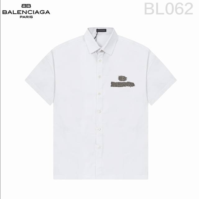 D Balenciaga 巴黎*世家 爆款来袭 经典logo印花短袖衬衫 2024Ss官网新款短袖 衬衫 衬衣，精美直喷logo印花 高端版本，专柜定制面料 透