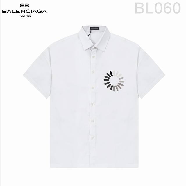 D Balenciaga 巴黎*世家 爆款来袭 经典logo印花短袖衬衫 2024Ss官网新款短袖 衬衫 衬衣，精美直喷logo印花 高端版本，专柜定制面料 透