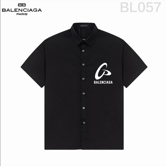 D Balenciaga 巴黎*世家 爆款来袭 经典logo印花短袖衬衫 2024Ss官网新款短袖 衬衫 衬衣，精美直喷logo印花 高端版本，专柜定制面料 透