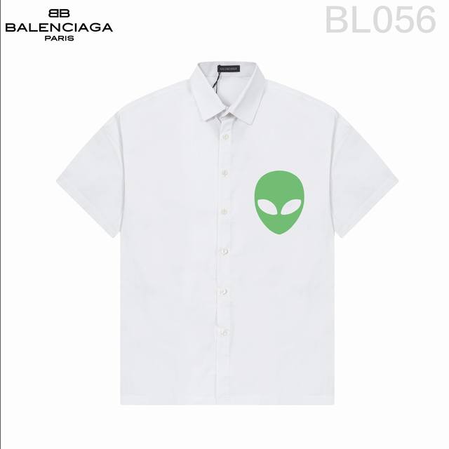 D Balenciaga 巴黎*世家 爆款来袭 经典logo印花短袖衬衫 2024Ss官网新款短袖 衬衫 衬衣，精美直喷logo印花 高端版本，专柜定制面料 透