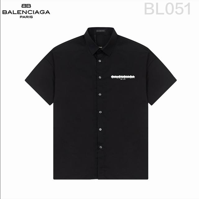 D Balenciaga 巴黎*世家 爆款来袭 经典logo印花短袖衬衫 2024Ss官网新款短袖 衬衫 衬衣，精美直喷logo印花 高端版本，专柜定制面料 透