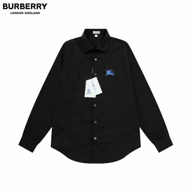 D Bur 巴宝莉 Burberry爆款来袭 经典款胸前战马绣花长袖衬衫系列 2024Ss官网新款长袖 衬衫 衬衣，精美工艺 高端版本，专柜定制面料 透气舒适度