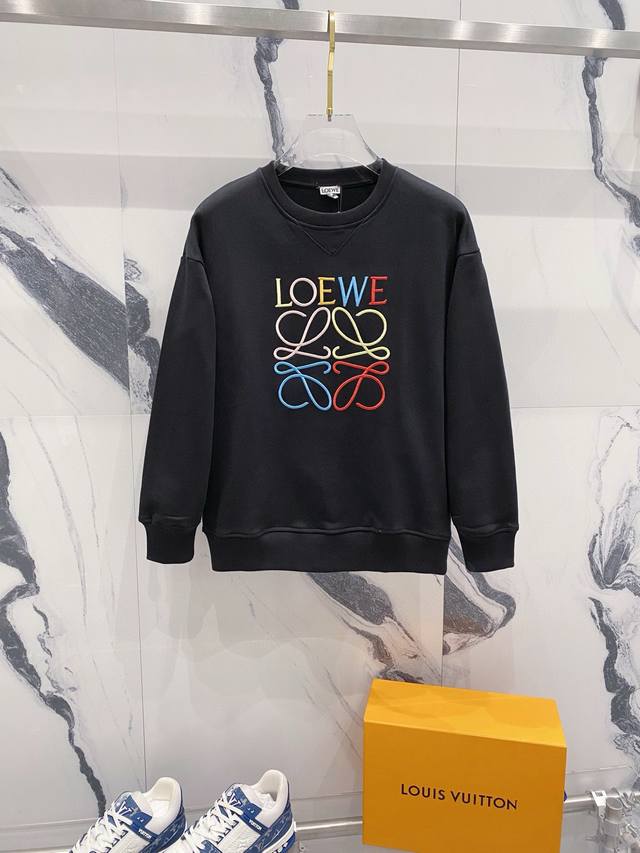 Loewe 罗意威 2024秋季圆领新款卫衣 七彩撞色字母图腾刺绣大logo 原版面料 官方同款 400克 同缸染面料 手感非常舒服 百搭超级百搭好看 男女都非