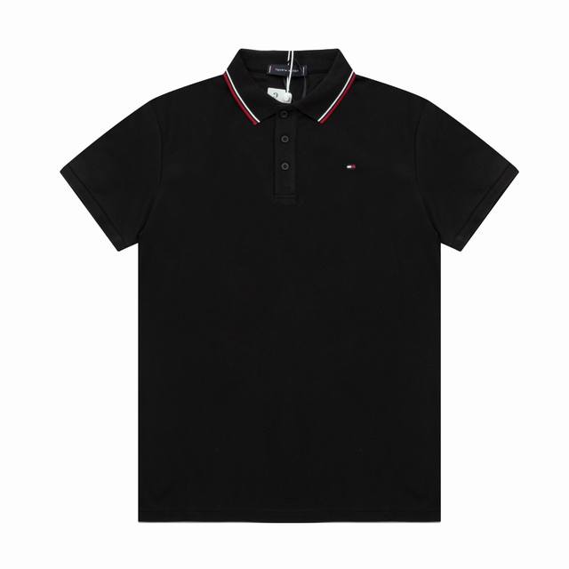 Tommy夏季新款男士翻领polo衫，侧胸经典logo刺绣标，细节到位，手感舒适 颜色：黑色，白色，绿色 码数：S M L Xl Xxl