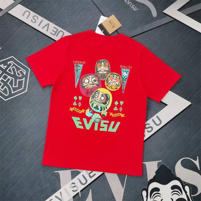 Evisu 福神2025新款印花t恤 高版本高品质采用纯棉双纱300克面料 男女同款 这件t恤剪裁宽松版形。 尺寸m-Xxl