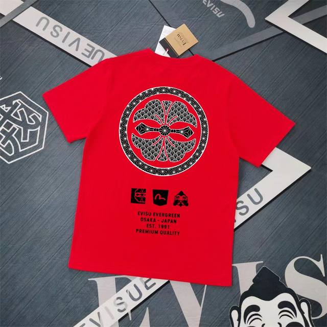 Evisu 福神2025新款印花t恤 高版本高品质采用纯棉双纱300克面料 男女同款 这件t恤剪裁宽松版形。 尺寸m-Xxl