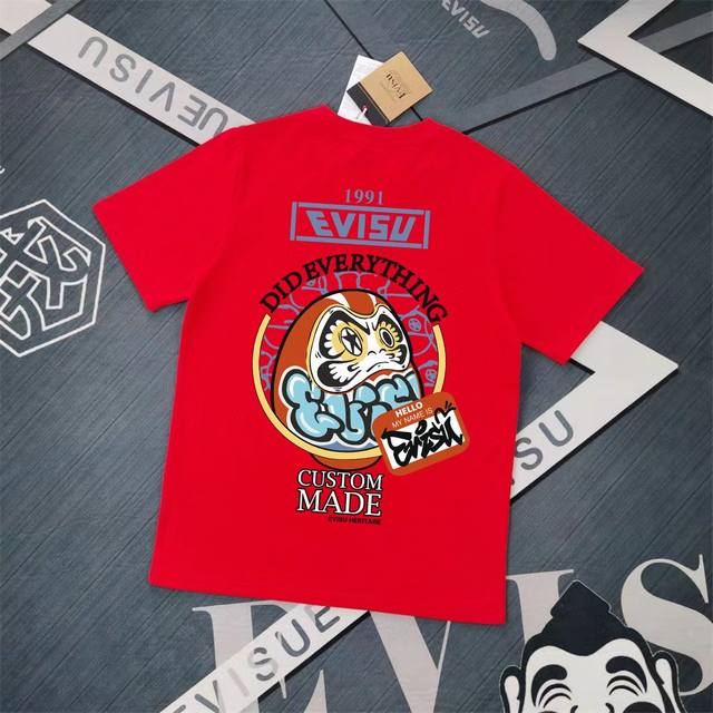 Evisu 福神2025新款印花t恤 高版本高品质采用纯棉双纱300克面料 男女同款 这件t恤剪裁宽松版形。 尺寸m-Xxl