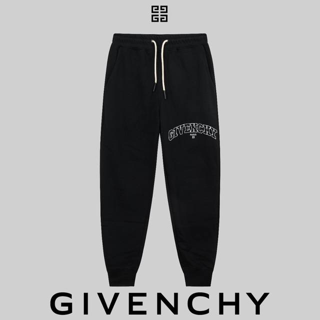 顶级版本，区别通货 Givenchy 纪梵希 24Ss 秀款 修身线条简约字母logo运动裤 400G克重 兼容所有身材 腰部松紧带黑白抽绳设计 定制抽绳口袋两