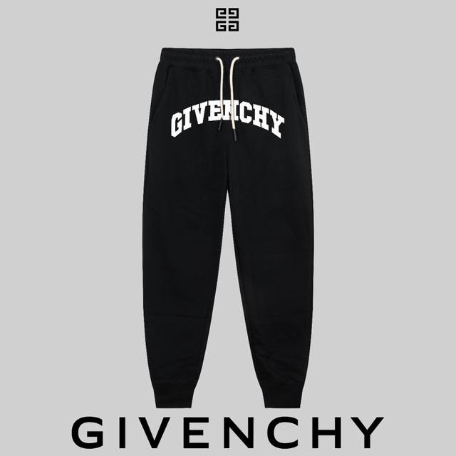 顶级版本，区别通货 Givenchy 纪梵希 24Ss 秀款 修身线条简约字母logo运动裤 400G克重 兼容所有身材 腰部松紧带黑白抽绳设计 定制抽绳口袋两