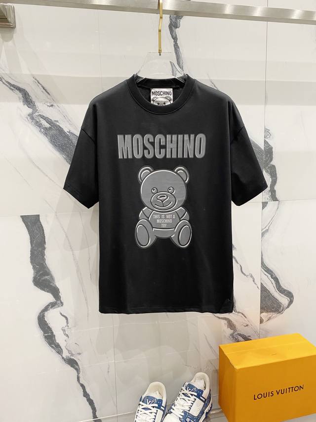 Moschino 莫斯奇诺 260克圆领短袖t恤 搞怪品牌灰色小熊字母logo印花 官方同步 高版本 高品质 时尚个性 百搭潮流 纯原品质 原版面料 吊牌 领标