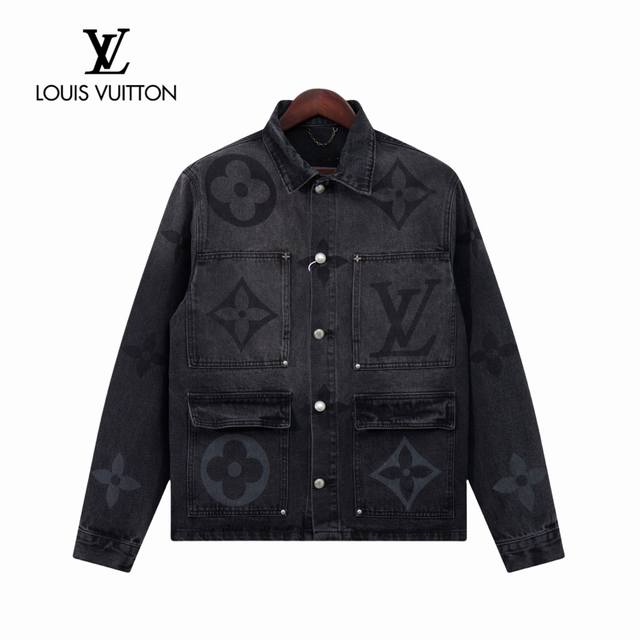 D 原版 款号：L029 上新 Louis Vuitton丨路易威登 Lv 24Fw 渐变效果大logo印花水洗黑灰直筒牛仔外套- 2024 秋冬新款同步上线！