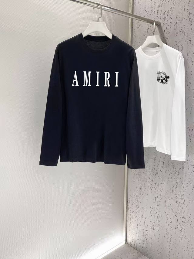 Amiri 2024秋冬新款长袖打底衫，定制专属纯棉面料，胸前采用品牌logo图案印花设计！简约大方，从容百搭，档次极高，完美融入时尚还有风情感一款完美符合外穿