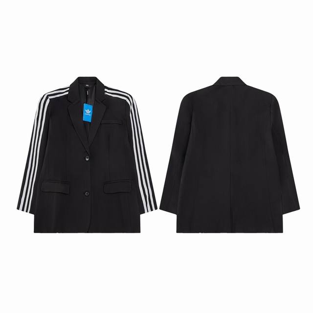 款号：809-顶级版本！巴黎世家联名阿迪达斯西装外套balenciaga X Adidas 联名款 Fw22 纯色翻领单排扣西装 宽松版型 男女同款 得物在售1