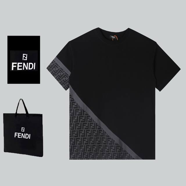 D Fendi.2032Ss春夏新款拼接休闲短袖，上下高端拼接.细节原版开模.下节logo完美印花.采用高端纯棉双纱280G.32支 面料舒适柔软 男人首选必配