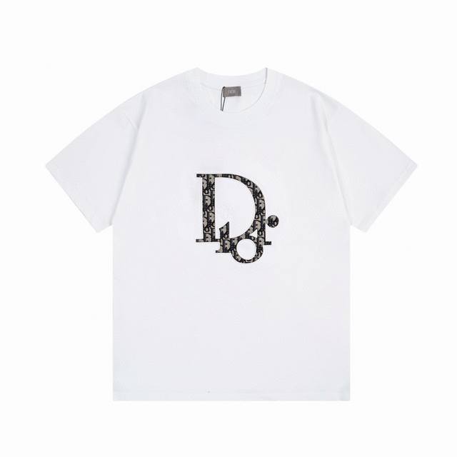 D Dior 迪奥 高品质凹凸提花字母拼布刺绣 升级，灵感源自八十年代复古 原版面料 官方同款 短袖t恤 定制 310克 同缸染面料 手感非常舒服 春夏最新砖柜