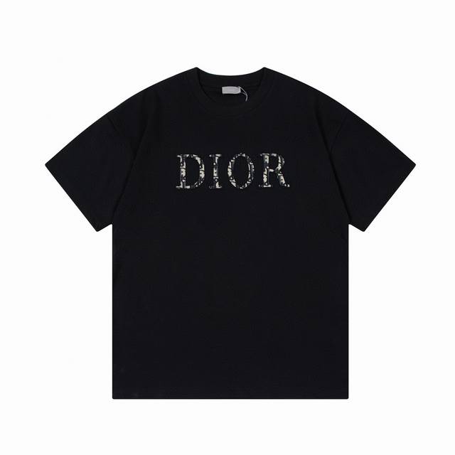 D Dior 迪奥 高品质提花字母拼布刺绣 升级，灵感源自八十年代复古 原版面料 官方同款 短袖t恤 定制 310克 同缸染面料 手感非常舒服 春夏最新砖柜同步