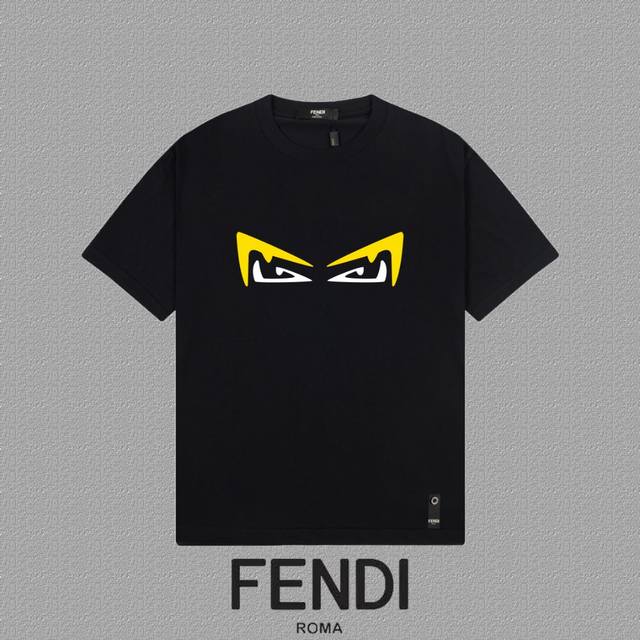 D [Fendi 芬迪] 2024Fw短袖t恤 硅胶厚板字母 高端32S双纱260克面料 重磅面料 定制拉架罗纹同缸同染 三标齐全 男女同款 颜色：黑色 白色