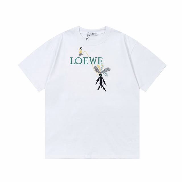 Loewe 罗意威 曼德拉草刺绣人参精灵图案圆领短袖t恤 百搭潮流 男女同款 吊牌 领标 水洗唛 三标齐全 定织定染280克精梳棉面料 尺码：S-Xxl 颜色：