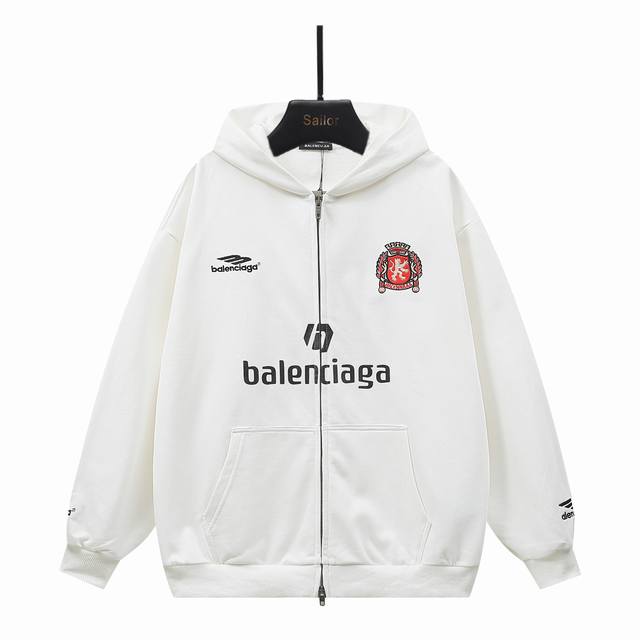 新款上新 实拍细节图+尺码表 Balenciaga 24Aw 巴黎世家&曼联联名Soccer系列巴黎世家 曼联足球系列10号 巴黎城市限定 拉链卫衣开衫外套 -