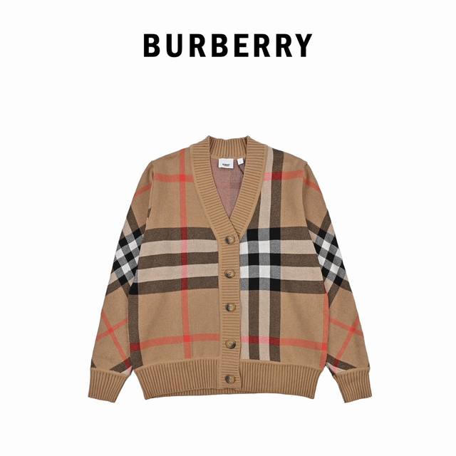 Burberry巴宝莉Bbr 经典格纹提花针织羊毛开衫 购入原版开模打造，采用51%聚酯纤维49%绵羊毛，面料手感超柔软细腻，克重800，全套定制辅料，细节决定