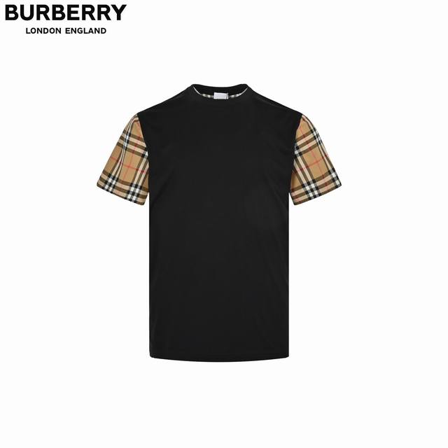 巴宝莉 Burberry24Fw拼接网格短袖 经典Vintage格纹图案细诉百年英伦品牌的历史底蕴 精致而独到的一款时髦范儿T恤 客供细纹针织棉材质内里拼接更是